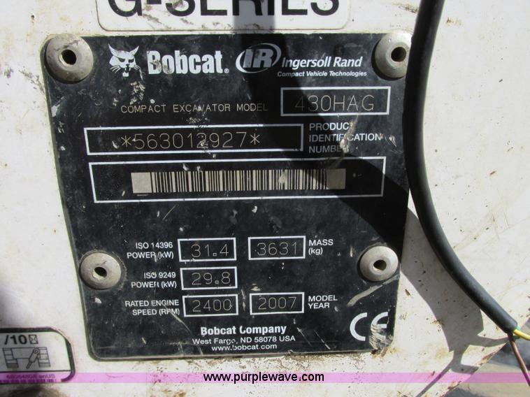 image for item AC9296 2007 Bobcat 430HAG excavator