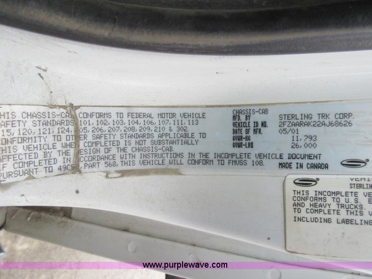 image for item AY9478 2002 Sterling L7500 flatbed truck