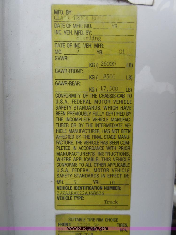 image for item AY9478 2002 Sterling L7500 flatbed truck