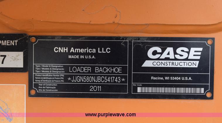 image for item E6286 2011 Case 580N backhoe with Bayonet Breaker