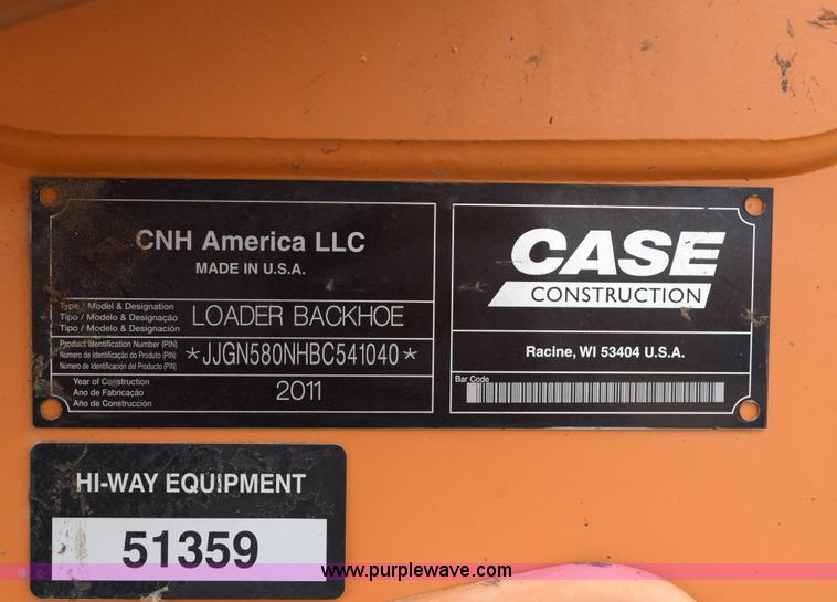 image for item E6289 2011 Case 580N backhoe with Bayonet Breaker