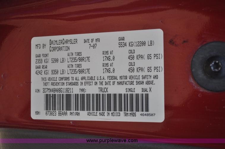 image for item F2351 2008 Dodge Ram 3500 Big Horn Quad Cab pickup truck