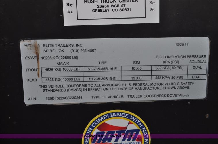 image for item F2360 2012 Elite GN equipment trailer