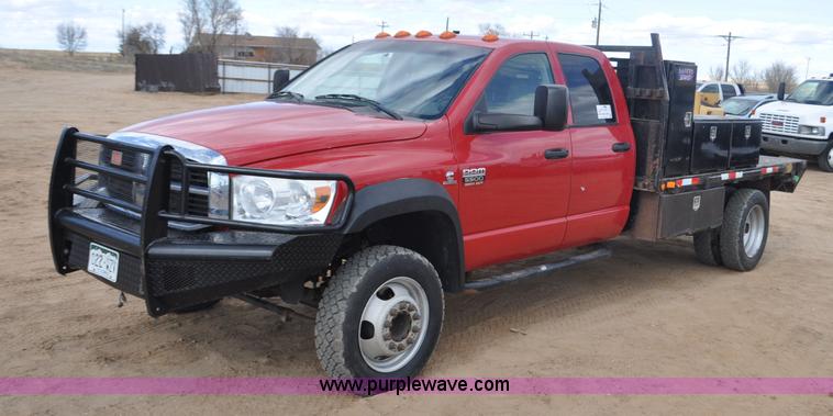 image for item F2365 2008 Dodge Ram 5500 HD Quad Cab flatbed truck