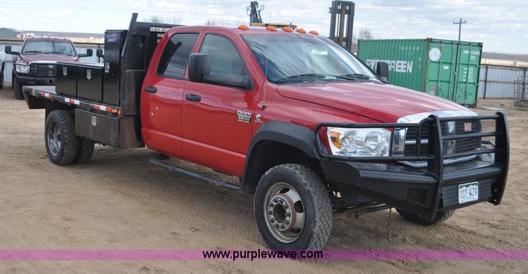 image for item F2365 2008 Dodge Ram 5500 HD Quad Cab flatbed truck