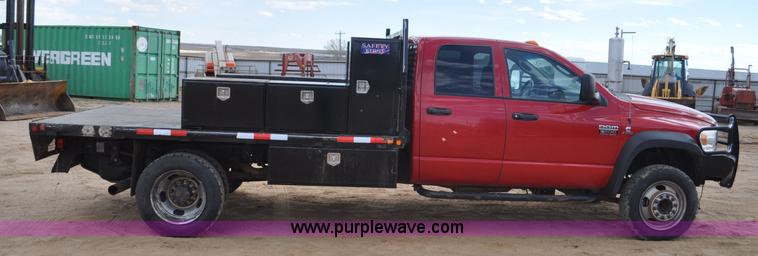 image for item F2365 2008 Dodge Ram 5500 HD Quad Cab flatbed truck