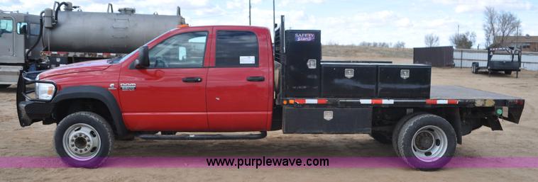 image for item F2365 2008 Dodge Ram 5500 HD Quad Cab flatbed truck
