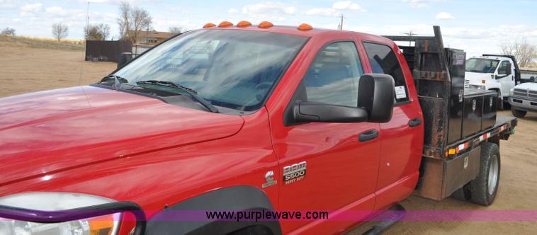 image for item F2365 2008 Dodge Ram 5500 HD Quad Cab flatbed truck
