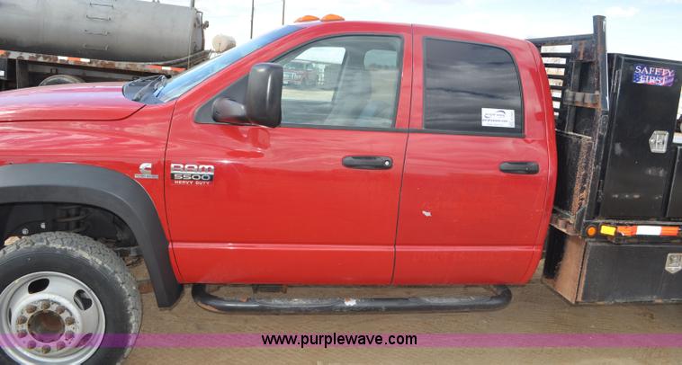 image for item F2365 2008 Dodge Ram 5500 HD Quad Cab flatbed truck