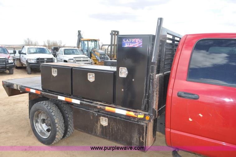 image for item F2365 2008 Dodge Ram 5500 HD Quad Cab flatbed truck