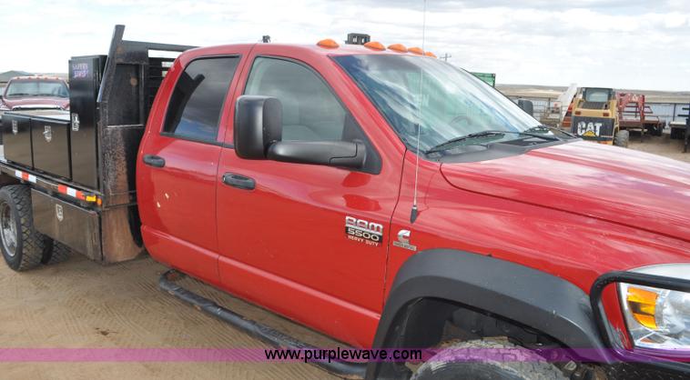image for item F2365 2008 Dodge Ram 5500 HD Quad Cab flatbed truck
