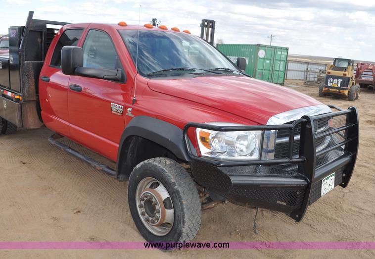 image for item F2365 2008 Dodge Ram 5500 HD Quad Cab flatbed truck