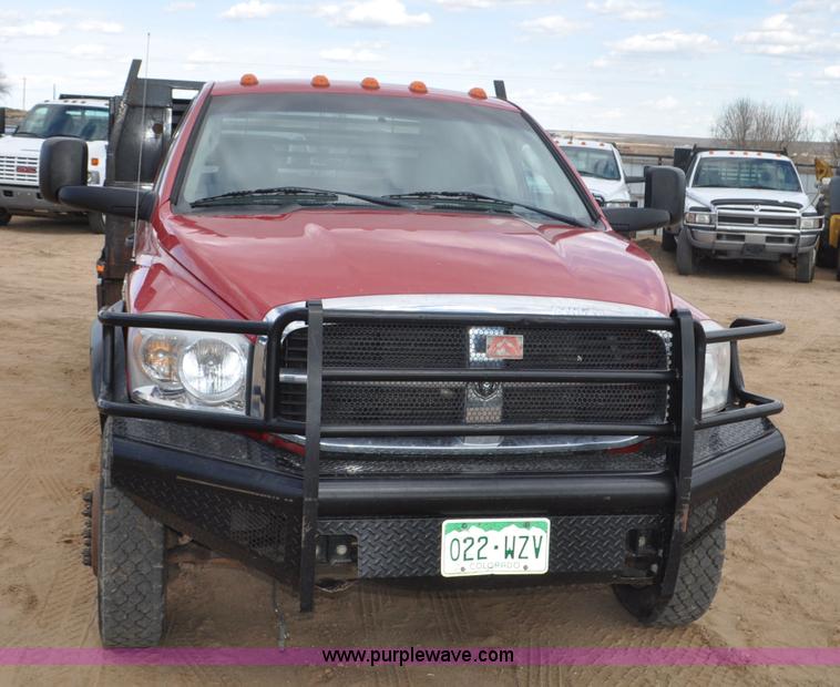 image for item F2365 2008 Dodge Ram 5500 HD Quad Cab flatbed truck