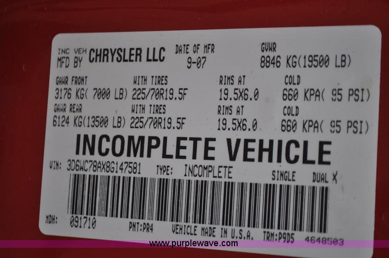 image for item F2365 2008 Dodge Ram 5500 HD Quad Cab flatbed truck