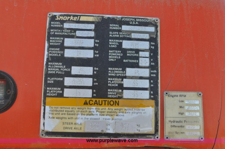 image for item F2369 1999 Snorkel TB80 boom lift