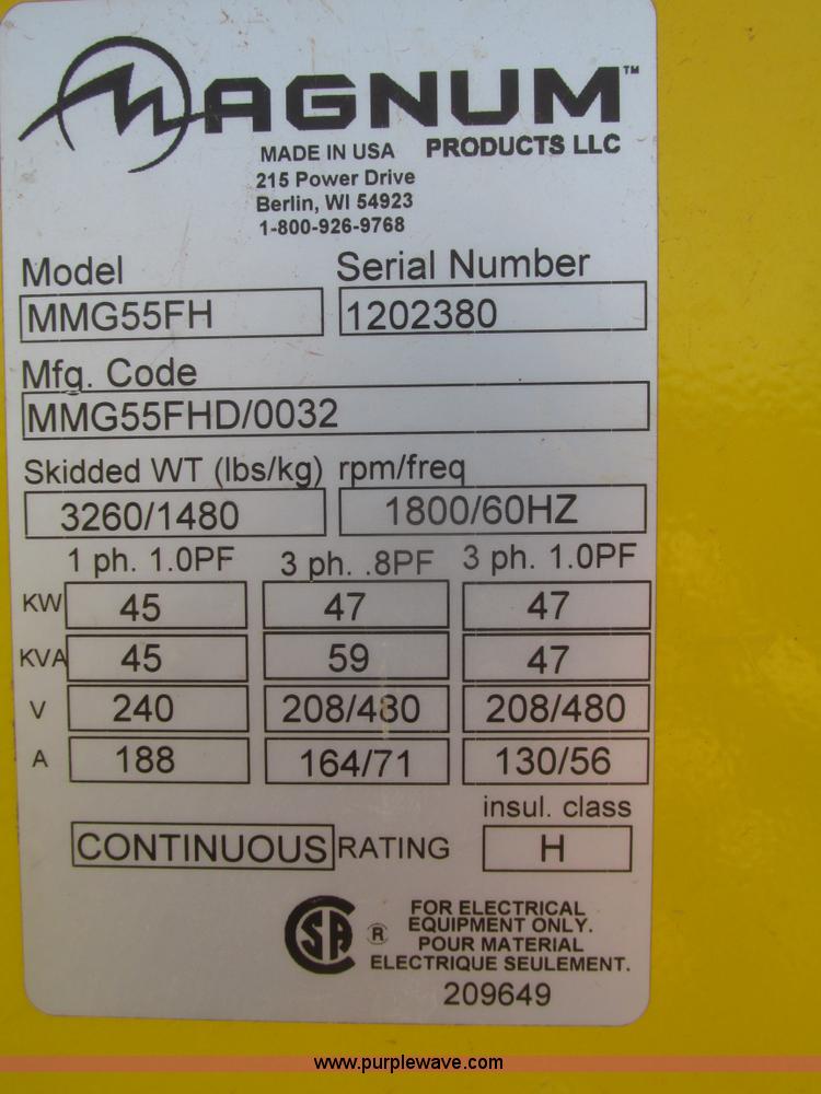 image for item H4709 2012 Magnum MM55 generator