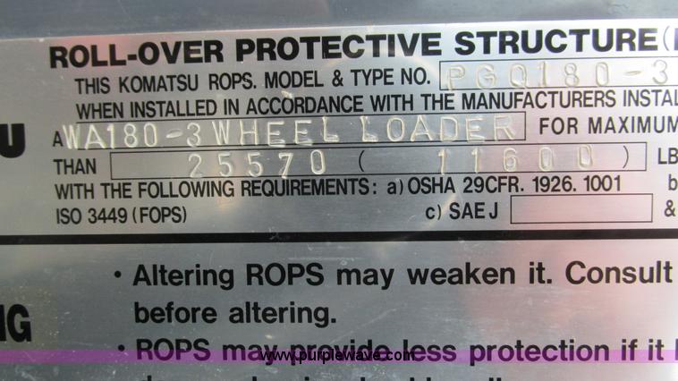 image for item I3067 2001 Komatsu WA180-3 wheel loader