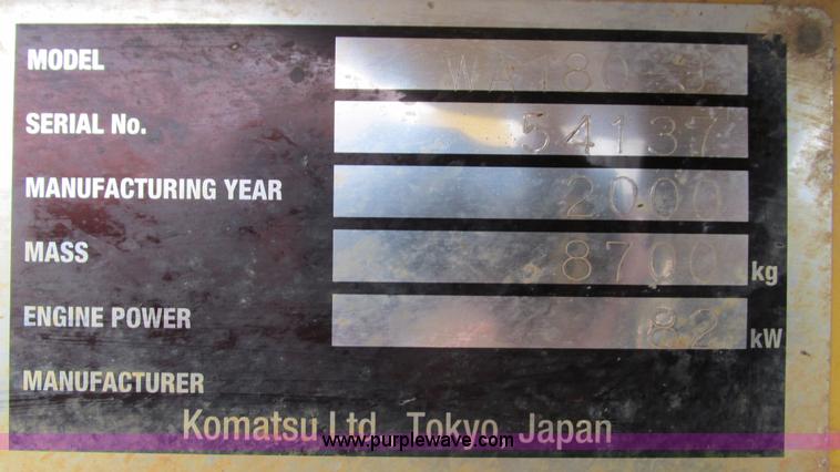 image for item I3067 2001 Komatsu WA180-3 wheel loader