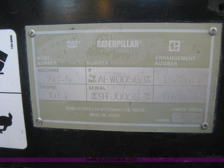 image for item K2971 2000 Caterpillar 303.5 compact excavator