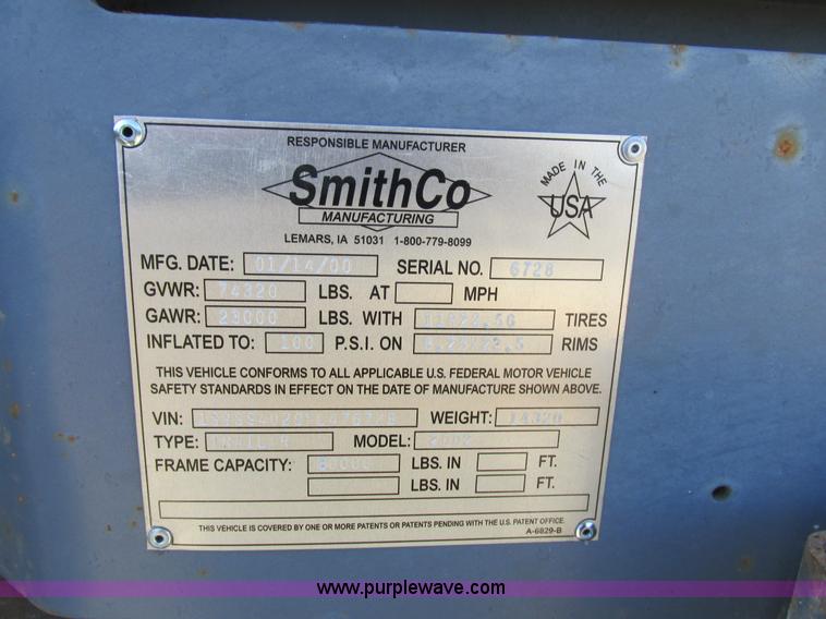 image for item K5004 2000 Smith side dump trailer