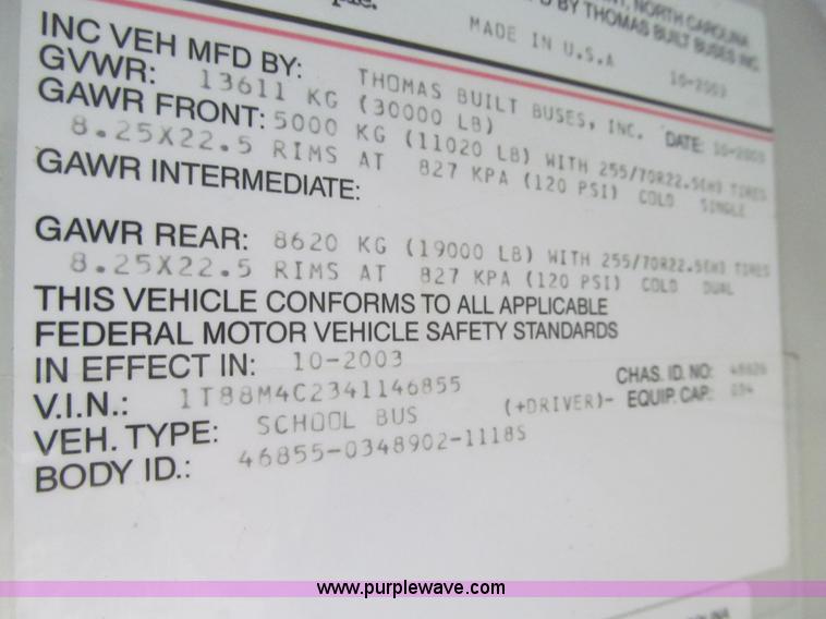 image for item J3330 2004 Thomas Saf-T-Liner MVP EF bus