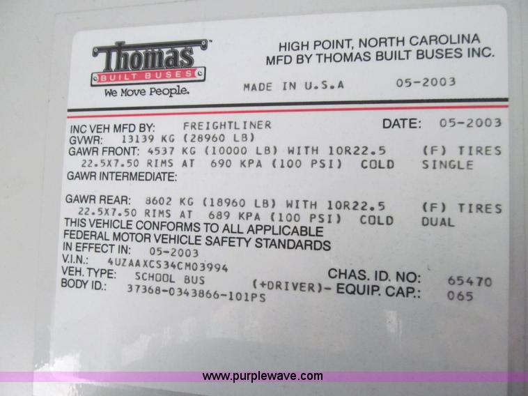 image for item J3331 2004 Freightliner FS65 school bus