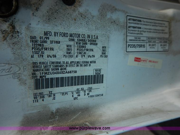 image for item J3965 1999 Ford Explorer SUV