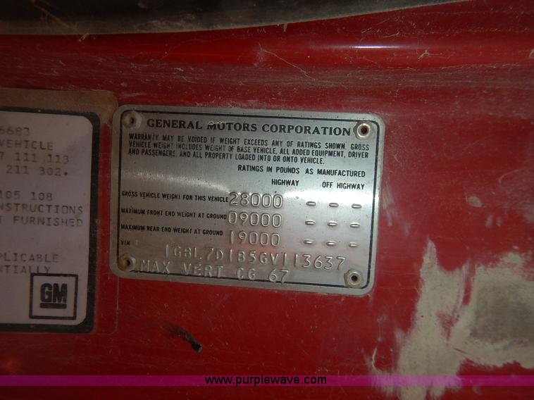 image for item K7337 1986 Chevrolet C70 dump truck