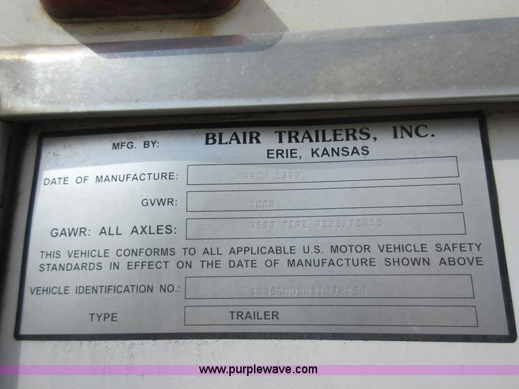 image for item F8456 1999 Blair enclosed trailer