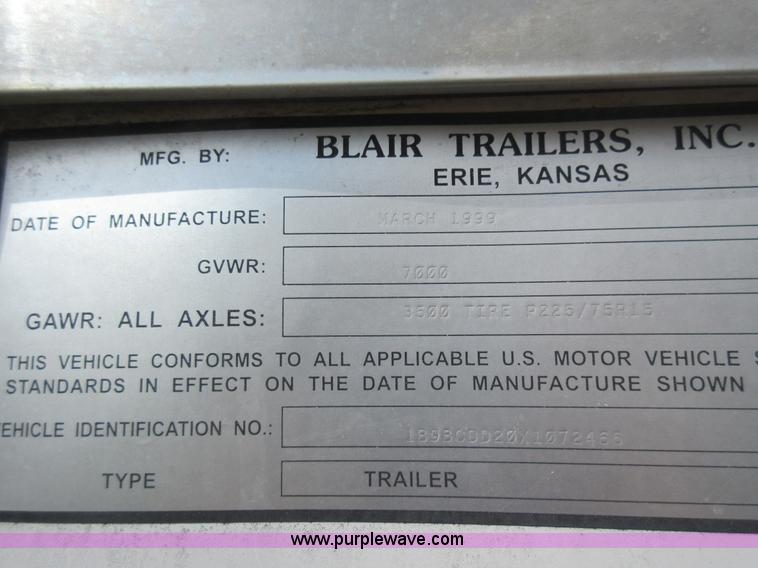 image for item F8456 1999 Blair enclosed trailer