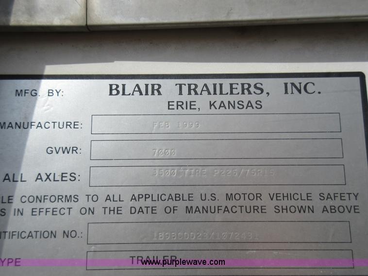 image for item F8457 1999 Blair enclosed trailer