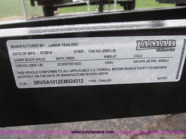 image for item H4686 2014 Lamar tilt deck trailer