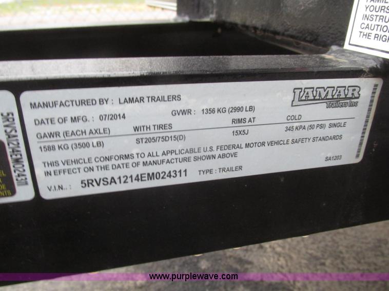 image for item H4687 2014 Lamar utility trailer