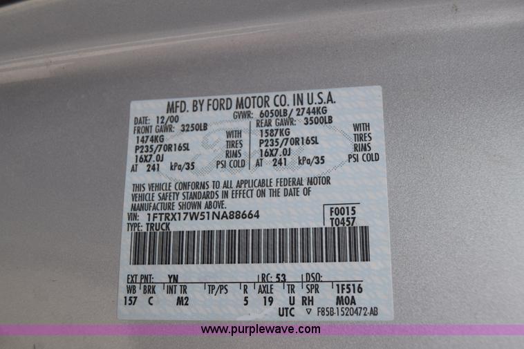 image for item J6678 2001 Ford F150 XLT SuperCab pickup truck