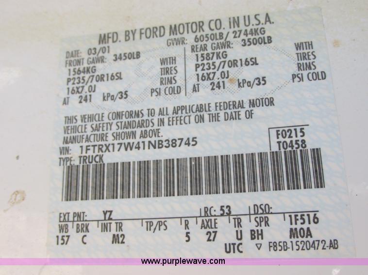 image for item J6705 2001 Ford F150 SuperCab pickup truck