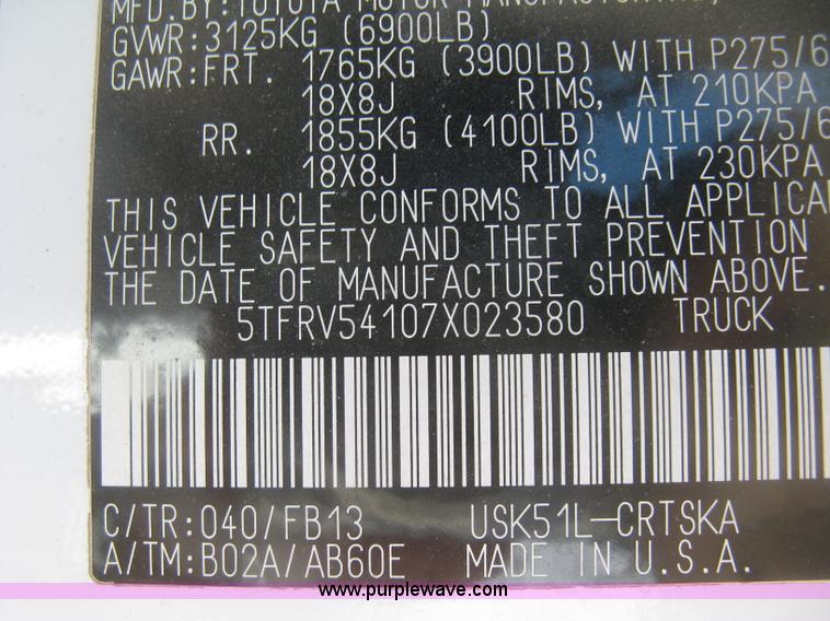 image for item K2996 2007 Toyota Tundra SR5 Double Cab pickup truck