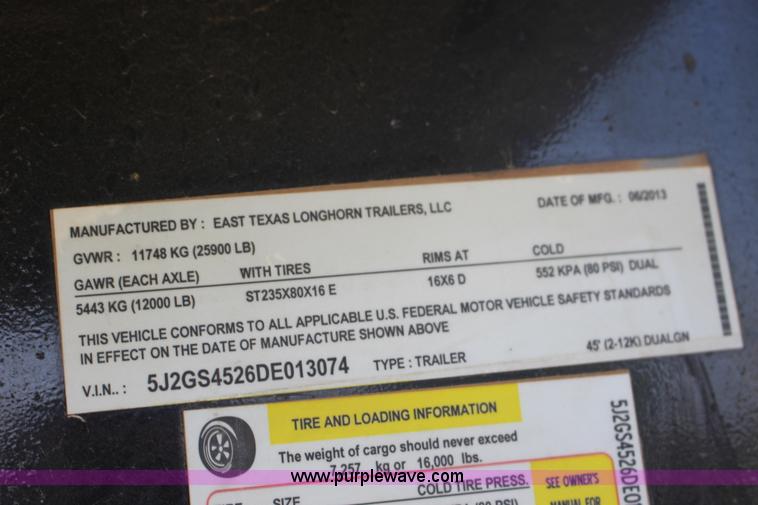 image for item F7726 2013 Longhorn equipment trailer