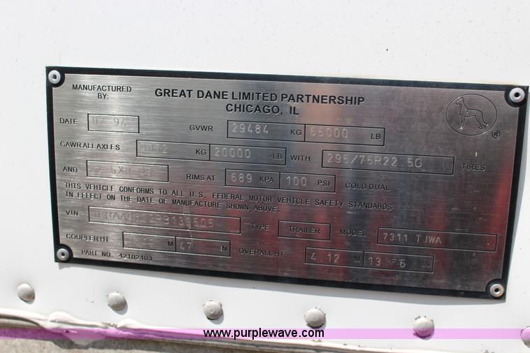 image for item F7727 1994 Great Dane dry van trailer