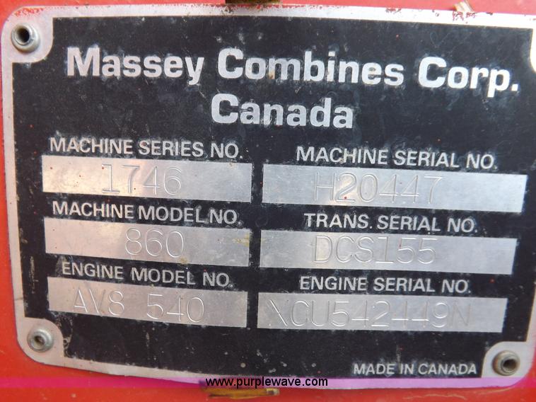 image for item K3823 Massey-Ferguson 860 combine