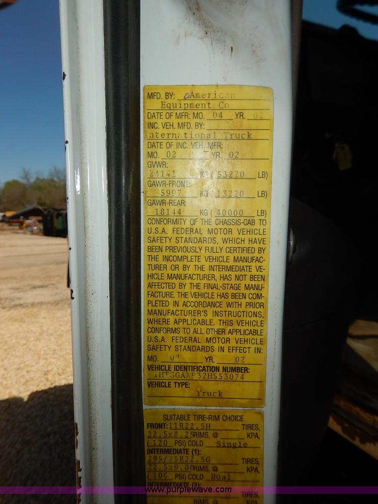 image for item J3969 2002 International F2574 dump truck