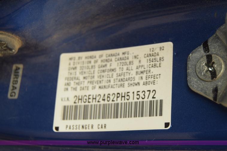 image for item J6660 1993 Honda Civic DX