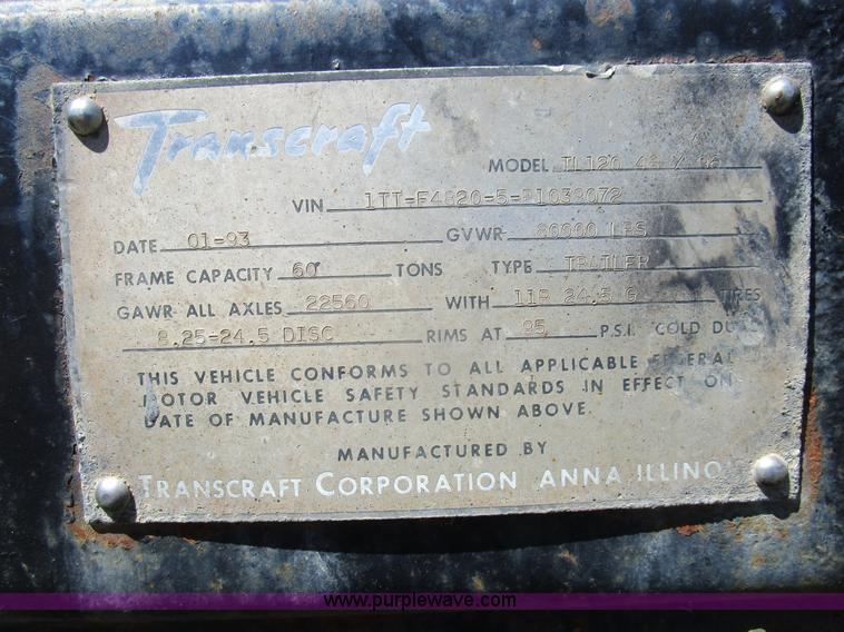image for item D2427 1993 Transcraft TL120 flatbed trailer