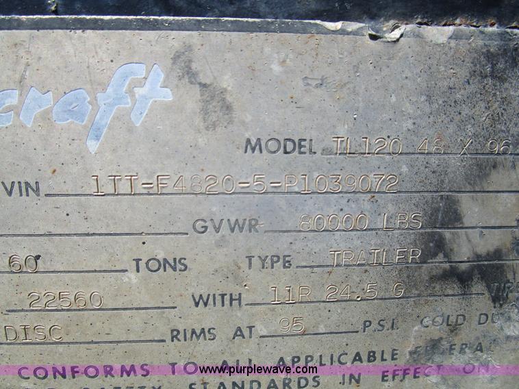 image for item D2427 1993 Transcraft TL120 flatbed trailer