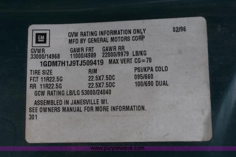 image for item H5163 1996 GMC TopKick box truck