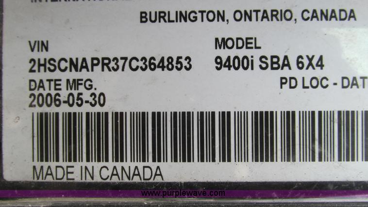 image for item I3040 2007 International 9400i semi truck