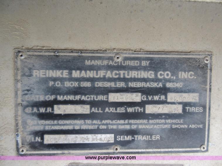 image for item AC9250 1993 Reinke flatbed trailer