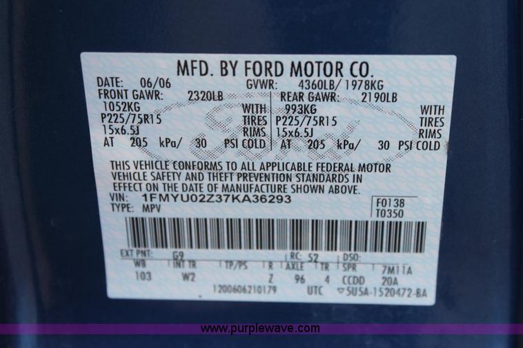 image for item H1533 2007 Ford Escape SUV
