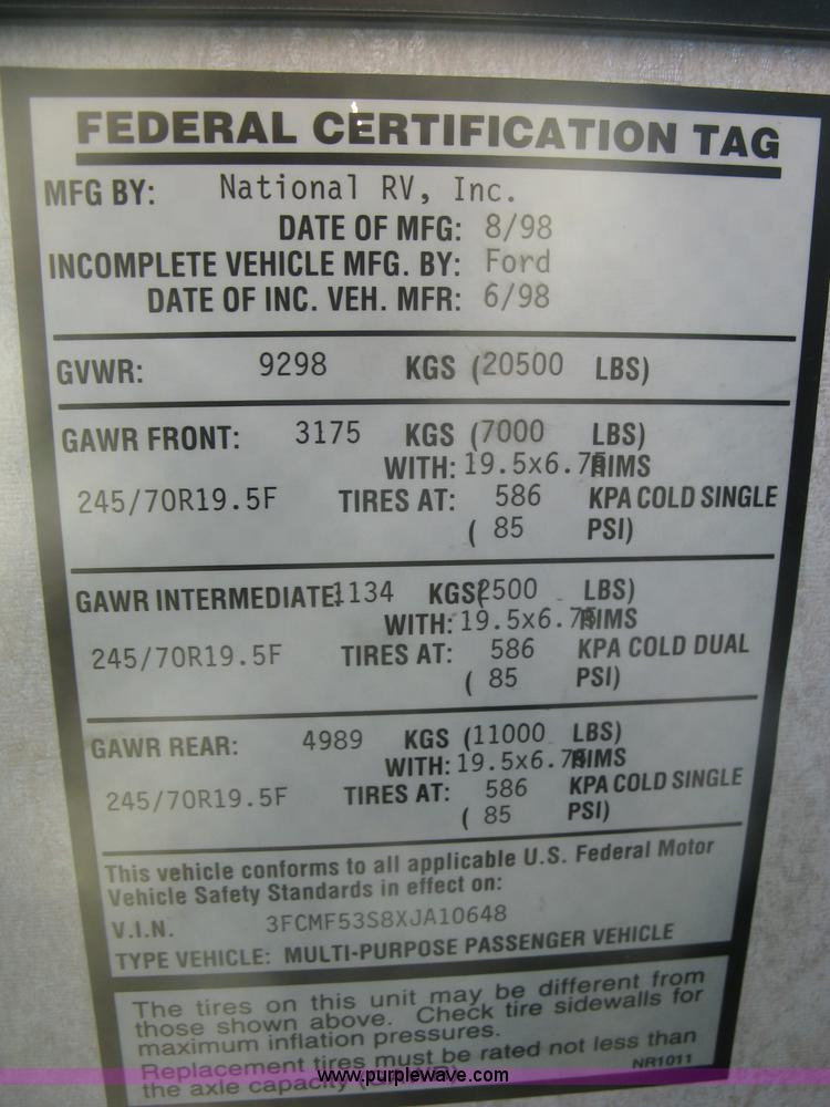 image for item K2972 1999 Ford 6350 Tropi-Cal RV