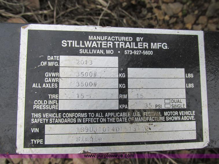 image for item K5011 2013 Stillwater utility trailer