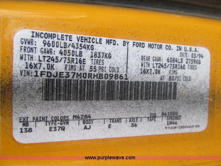 image for item K5013 1994 Ford Econoline E350 Collins school bus